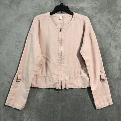 Top Eileen Fisher Lino Orgánico Lagenlook Rosa Boho Relajado Extra Pequeño Enrollable Foto 1 de 4