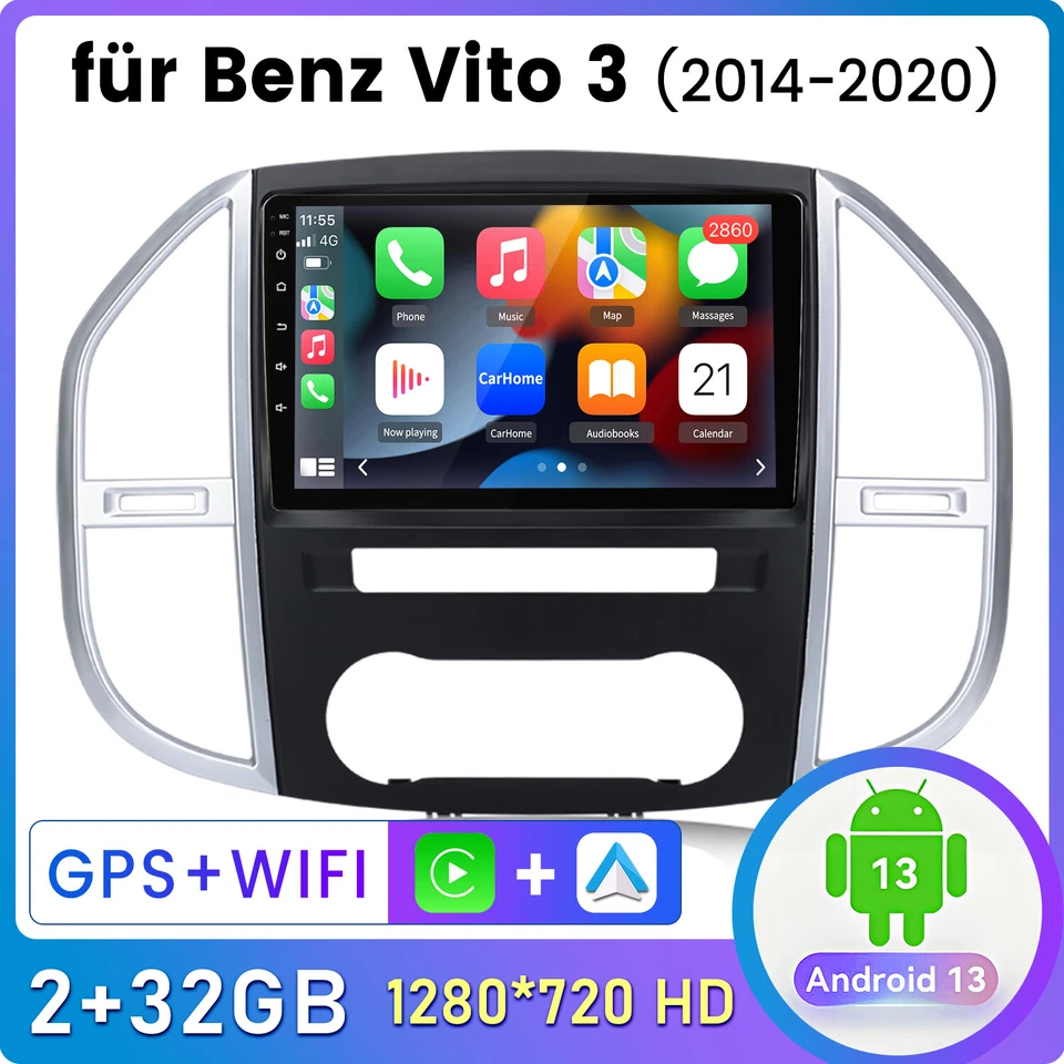 Für Mercedes Benz Vito W447 2014-20 DAB+ 2+32G Android 13 Autoradio GPS WiFi RDS - Bild 1 von 4