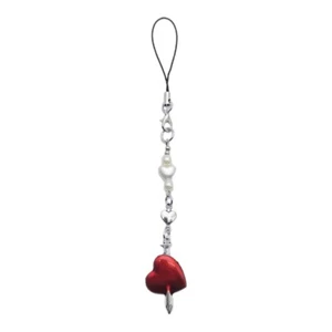 Goth Nail Red Heart Charm Pendant Chain Hanging Decoration for Keys Bag Purse - Zdjęcie 1 z 8