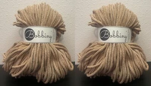 (2) Bobbiny Yarn Premium 5mm Braided Cord Cotton, Caramel Shake - Picture 1 of 5
