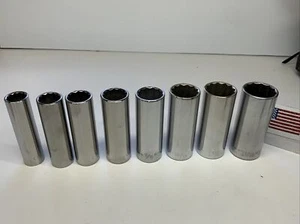 Craftsman 1/2 drive 6pc DEEP 12pt SAE Sockets, 5/8" - 1-1/16", USA - Picture 1 of 9