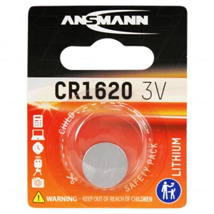 LITHIUM COIN CELL BUTTON BATTERY CR1620 ECR1620 CARD OF 5+NEW+WTY1 - Picture 1 of 1