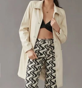 UO Tessa Faux Vegan Leather Longline Trench NWT $139 Women XXL Sand Cream Jacket - Picture 1 of 16