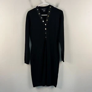 Etcetera Womens XS Wool Dress Black Knit Sweater V-Neck Pullover Merino Wool - Picture 1 of 10