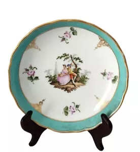 ANTIQUE 7.5" MEISSEN WATTEAU COURTING COUPLES BOWL Cabin CROSSED SWORDS 1 - Picture 1 of 11
