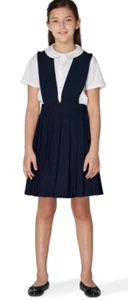 French Toast NAVY BLUE Girls' School Uniform V-Neck Pleated Jumper, US 4T - Picture 1 of 4
