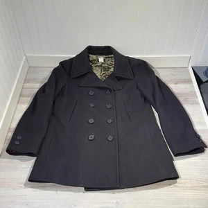 J. CREW Women’s Size M Pea Coat Wool Blend Thinsulate Double Breasted Navy Blue - Picture 1 of 12