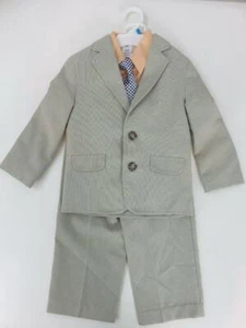 NEW Nautica Boys Suit Khaki Blazer/Jacket Pants Peach Shirt Tie Size 4T/4 NWOT - Picture 1 of 7