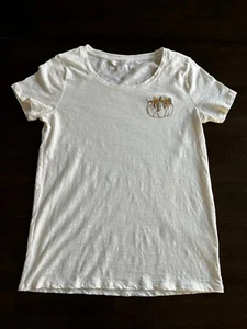 Lauren Conrad Women’s XS Thanksgiving Halloween Fall T Shirt White Pumpkin - Picture 1 of 7