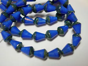 15 Czech Glass Blue Silk Travertine Faceted Teardrop Beads 8x5mm - Imagen 1 de 2