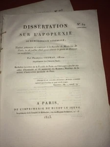 MÉDECINE.DISSERTATION SUR L'APOPLEXIE ou HÈMORRHAGIE CÈRÈBRALE. 1823. MÉDECINE. - Picture 1 of 1