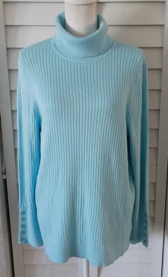 Talbots Puño Botón Acanalado Cuello Alto Mangas Largas 2X Foto 1 de 4