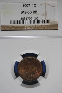 1907 NGC 1C MS63RB INDIAN HEAD CENT #B50727 - Picture 1 of 2