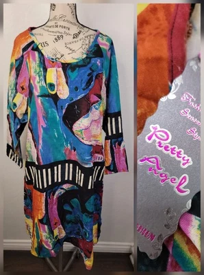 Vestido Pretty Angel L/XL Blusa Mezcla de Lino Arte Para Usar Artístico Lagenlook Playa Foto 1 de 4