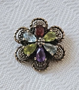 Ross Simons Sterling Silber 925 Multi Edelstein Multi Color Blume Anhänger - Bild 1 von 5
