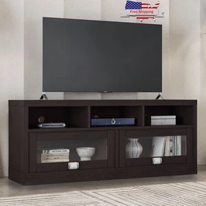 Soporte de TV Durbin 58 pulgadas con capacidad para televisores de 75 pulgadas con puertas de vidrio y estantes de almacenamiento nuevo - Imagen 1 de 12