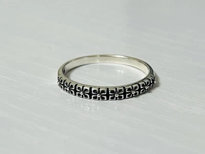 Sterling Silver 2.4mm Floral Band Ring - Image 1 of 4