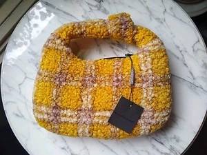Do Everything In Love Handbag Mustard/Brown Plaid Sherpa Purse NWT - Picture 1 of 6