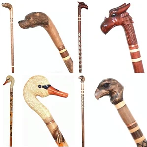 Walking Stick Cane handmade carved wooden - Knob handle canes - Picture 1 of 257