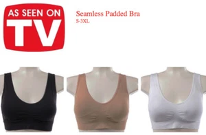 Seamless BH Damen Frauen Gepolsterter Sport BH Crop Top Trägershirt Komfort BH - Bild 1 von 6