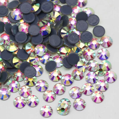 Glitter Crystal AB Iron On Hotfix Rhinestones Flatback Glass Gems for Art Deco - Image 1 of 4