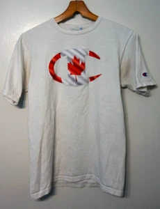 Champion Reverse Weave T Shirt Mens Small White Canada Flag Tee Heavyweight Y2K - Picture 1 of 3
