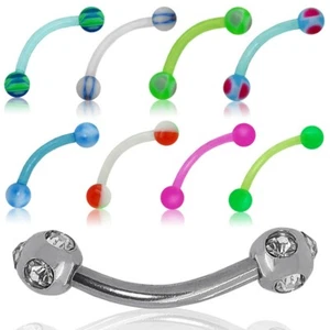 Piercing Sopracciglio Eyebrow Arcade Barbell Acrilico Acciaio Palla Trasparente - Foto 1 di 10