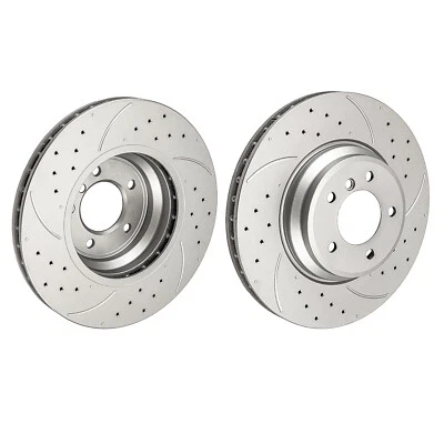 Front Drilled Slotted Disc Brake Rotors Fit for BMW 335d 335i xDrive 335is 335xi - Image 1 of 4