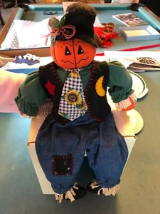 Pumpkin head scarecrow, 19" tall Halloween Decorations Fall Autumn  - Picture 1 of 2