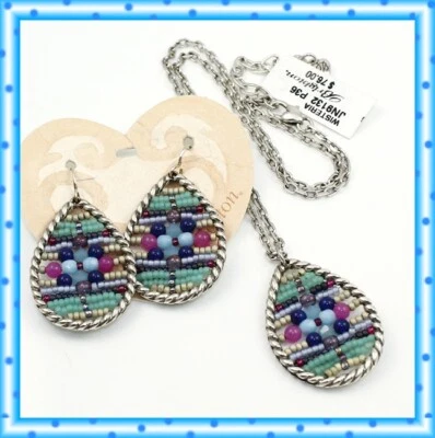 Juego de pendientes y collar de alambre francés Brighton con cuentas de glicinia nuevo con etiquetas bolsa de $140 Foto 1 de 3