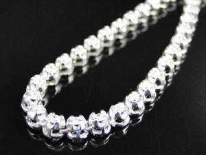 Mens Prong Set 1 Row Genuine Diamond Chain Necklace in 14k White Gold - Picture 1 of 9