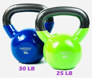 Set Rainforest Basics Vinylbeschichtetes Gusseisen Kettlebell Gewicht -20 Pfund bis 60 Pfund - Bild 1 von 22