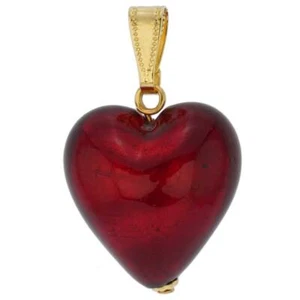 Glass Of Venice Murano Glass Blown Red Heart Pendant Necklace For Women - Handma - Picture 1 of 5