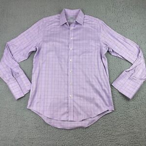 Charles Tyrwhitt Shirt Mens 16/36in Purple Check Non Iron Classic French Cuff