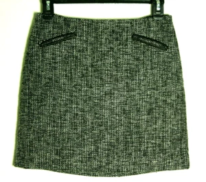 Banana Republic Damen-Minirock gerade schwarz grau weiß Tweed Größe 0P - Bild 1 von 8