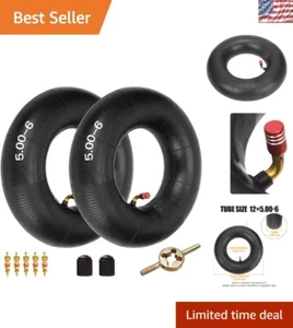 Universal 12x5.00-6 Inner Tubes with Caps & Wrench - Fit Lawn Mowers, ATVs - Foto 1 di 11