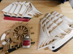 Vintage 1995 Burwood Nautical Clipper Ship Plastic Wall Décor Art, Lot Set of 3