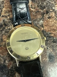 Gucci 3000.2.L Watch Women Vintage Gold Quartz 25mm Round broken band a1 - Picture 1 of 10