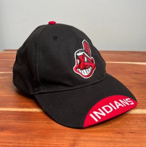 VTG Cleveland Indians Hat MLB Official Embroidered OSFA Adjustable Black/Red - Picture 1 of 11