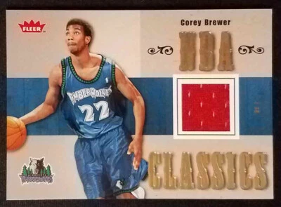 Parche de camiseta de los clásicos de la NBA Fleer Corey Brewer 2007-08 Timberwolves casi nuevo-como nuevo Foto 1 de 2