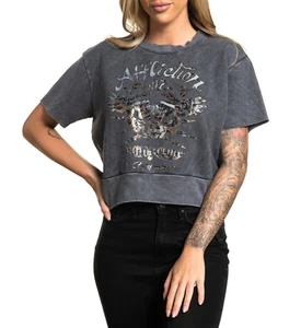 AFFLICTION Women's T-Shirt AC CALI RIDE Fleece Biker - Picture 1 of 10