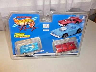 NEW HOTWHEELS MATTEL TURBO TWINPACK'60 CORVETTEBLUE/'57 T-BIRD DARKREDPART#96627 - image 1 of 4