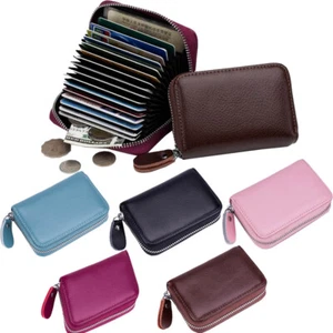 Women's Lady Leather Small Mini Wallet Card Holder Zip Coin Purse Clutch Handbag - Picture 1 of 24