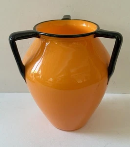Czech Loetz Michael Powolny Orange Tango Vase 3 Handle Art Glass 8” x 7” - Picture 1 of 4