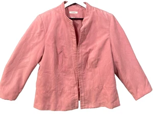 Dressbarn Damen rosa schwarze Nähte Wildlederimitat Jacke Größe 14/16W - Bild 1 von 7