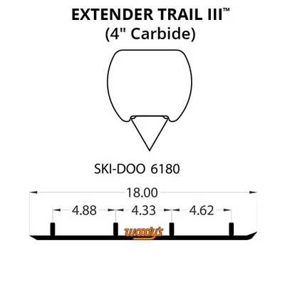 Corredores de carburo Woodys Extender Trail III Flat-Top para 1998 Ski-Doo Skandic WT Foto 1 de 2