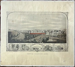 1859 SOUTH BOSTON MASS ENGRAVING FORT INDEPENDENCE HOMES JOSEPH FOXCROFT COLE MA - Picture 1 of 7