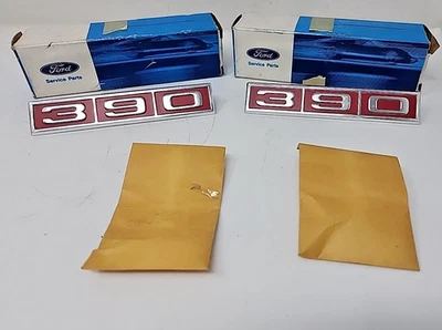 NOS OEM Ford 1968 Galaxie 500 390 Fender Emblems Ornaments Trim Pair - Image 1 of 4