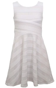 NEW Bonnie Jean Girls Size 7 "WHITE KNIT SKATER" Textured Stripe Dress NWT - Picture 1 of 3