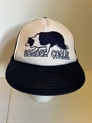 Vintage Border Collie Six Panel Trucker's Double Row Snap Back Hat Cap - Photo 1/4